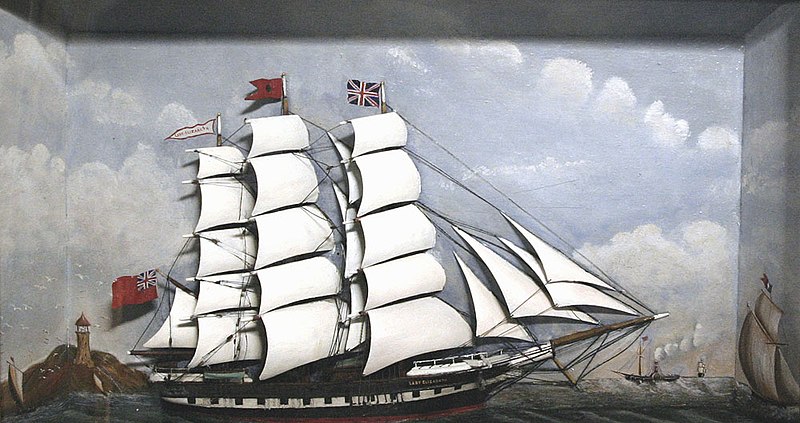 File:Sailors Art Diorama Full Rigged Ship Lady Elizabeth.jpg