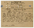 Suecia: telegrama de Salomon August Andrée a Alfred Nobel (sello telegráfico visible) (1896).