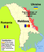 Map showing Transnistria in Moldova