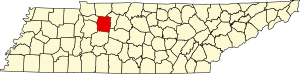 Map of Tennessee highlighting Dickson County