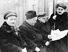 Nestor Lakoba, Nikita Khrushchev, Lavrenti Beria and Aghasi Khanjian.jpg