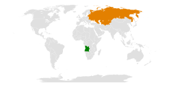 Map indicating locations of Angola and Soviet Union