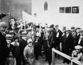 Dedication of the new Synagogue, Kirkland Lake, Ontario. Rabbi Joseph Rabin carrying the Torah.