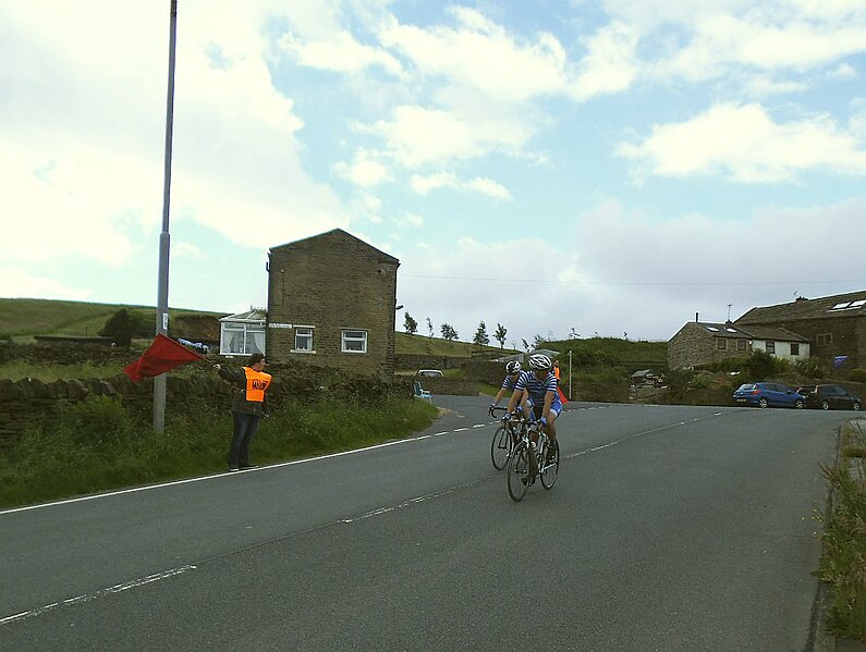 File:Downhill cyclists - geograph.org.uk - 5019933.jpg