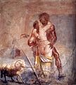 Polyphemus and Galatea in a naked embrace. Fresco. From Pompeii 1st century