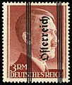 1945 Mi-Nr.695I Postage stamp of Third Reich, 3RM, overprinted in Graz