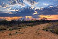 Strahlenbüschel beim Sonnenuntergang am Waterberg-Plateau