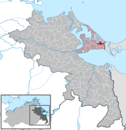 Läget för kommunen Korswandt i Landkreis Vorpommern-Greifswald