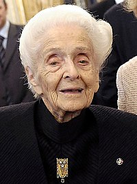 Levi-Montalcini a 100. születésnapjára rendezett 2009-es elnöki fogadáson