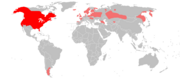 Aire de répartition du Vison d'Amérique