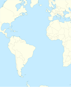 Mapa konturowa Oceanu Atlantyckiego, u góry nieco na prawo znajduje się punkt z opisem „Fasnia”