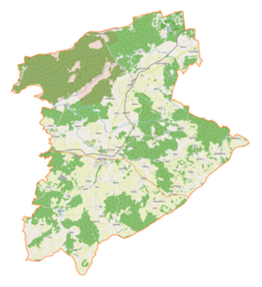 Mapa konturowa gminy Biała Piska, po lewej nieco na dole znajduje się punkt z opisem „Kukły”