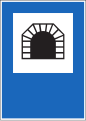 4.07 Tunnel (Prohibition of U-turns, of driving backwards, of voluntary stopping, or parking in tunnels; compulsory lights on; in case of emergency/accident/breakdown, motor must be turned off) Can be combined with sign 5.03 (length information)