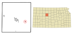 Location within Ellis County and Kansas