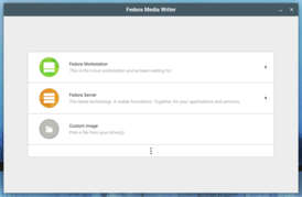 Скриншот программы Fedora Media Writer