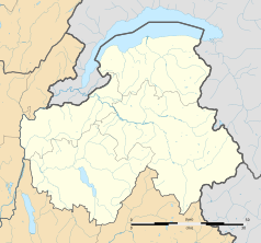 Mapa konturowa Górnej Sabaudii, u góry nieco na prawo znajduje się punkt z opisem „Thollon-les-Mémises”