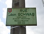 Plaque de rue de Léon Schwab à Épinal.