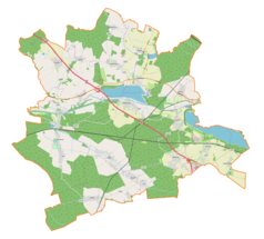 Mapa konturowa gminy Rudziniec, blisko centrum na prawo znajduje się punkt z opisem „Taciszów”