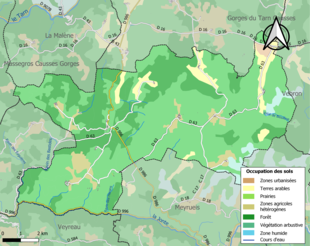 Carte en couleurs présentant l'occupation des sols.