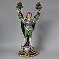 Candelabra, 16.9 in, coloured glazes majolica, 1864, Revivalist in style