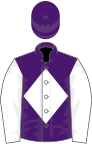 Purple, white diamond and sleeves, purple cap