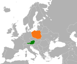 Map indicating locations of Austria and Poland