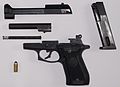 The Beretta 84FS disassembled.