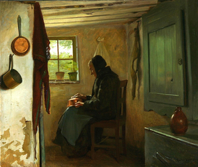 Interiør med kvinde ved vinduet, 1910