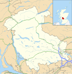 Mapa konturowa hrabstwa Stirling, na dole po prawej znajduje się punkt z opisem „Stirling”