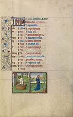 Illustration of Libra in a Flemish manuscript from the early 1460s