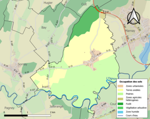 Carte en couleurs présentant l'occupation des sols.