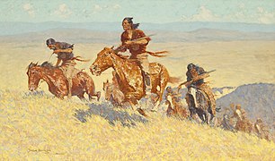 Cazadores de bisontes en la cuenca del Big Horn, 1909, Museo Sid Richardson, Fort Worth, Texas.