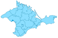 Position of Eupatoria on the map of Crimea.