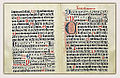 Opening from the Mainz Psalter, printed in 1457, with small printed and large drawn initials.