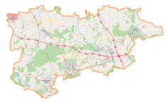 Mapa konturowa powiatu zgierskiego, u góry znajduje się punkt z opisem „Feliksów”