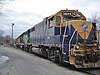 A string of New England Central Railroad locomotives in April 2005