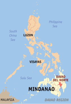 Mapa iti Filipinas a mangipakita ti pakasarakan iti Davao del Norte.