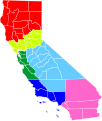 2013: Tim Draper's Six Californias proposal   Jefferson   North California   Silicon Valley   Central California   West California   South California