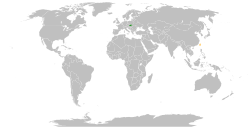 Map indicating locations of Slovakia and Taiwan