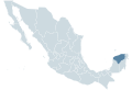 Locator map for the state of Yucatán within Mexico.