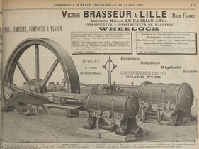 Publicité de Victor Brasseur en 1890