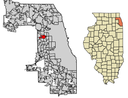 Location of Melrose Park in Cook County, Illinois.