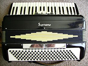 A black and white accordion