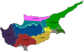 Map of Cyprus showing districts