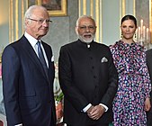 With King Carl XVI Gustaf and Narendra Modi, Prime Minister of India (17 April 2018)