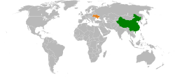 Haritada gösterilen yerlerde China ve Ukraine