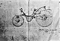 1868 - A. C. KREBS: Automobile project for a math-special course. The extremely raked steering column suggests an intention of real speed. [3]