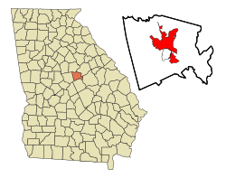 Location in Baldwin County and the state of Georgia