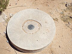 Close-up view of the first calibration target US Corps of Engineers 1967 survey mark.