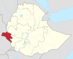 Map of ایتھوپیا showing Gambela Region